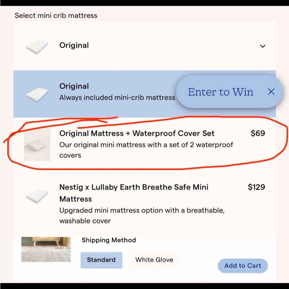 Nestig mini crib mattress and sheet set - Picture 2 of 3